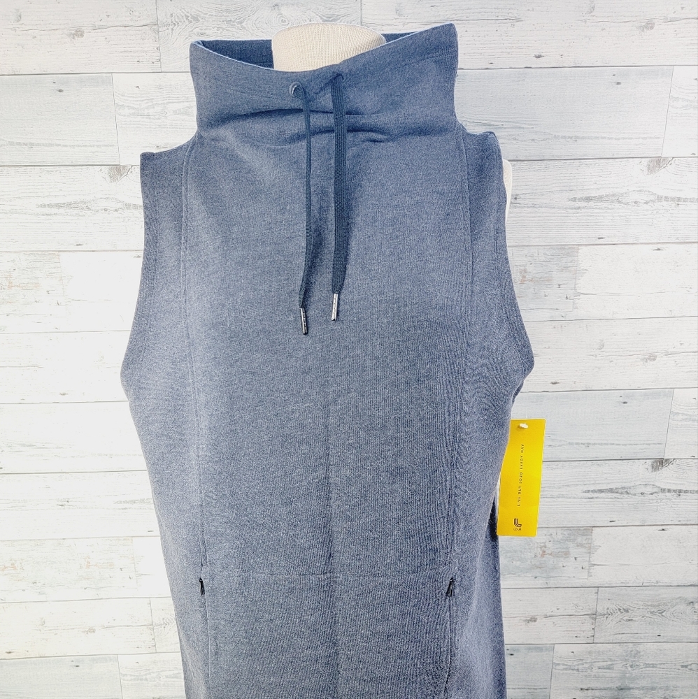 NWT Lole Gray Sleeveless Saki Tunic Dress Extra Large XL Kangaroo Pockets
